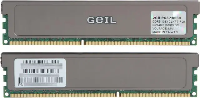 Alt view image 2 of 3 - GeIL 4GB (2 x 2GB) DDR3 1333 (PC3 10660) Dual Channel Kit Desktop Memory Model GV34GB1333C7DC