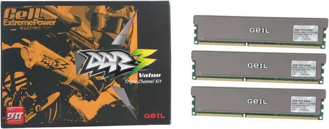 Alt view image 3 of 3 - GeIL 6GB (3 x 2GB) DDR3 1066 (PC3 8500) Triple Channel Kit Desktop Memory Model GV36GB1066C7TC