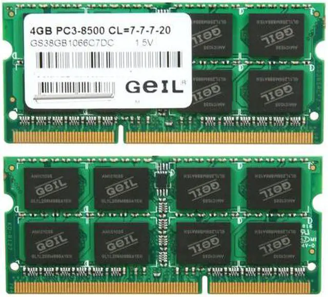 Alt view image 2 of 3 - GeIL 8GB (2 x 4GB) 204-Pin DDR3 SO-DIMM DDR3 1066 (PC3 8500) Laptop Memory Model GS38GB1066C7DC