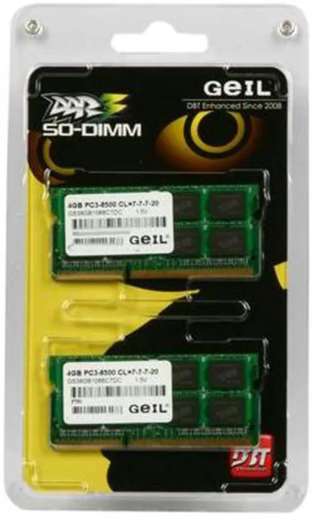Alt view image 3 of 3 - GeIL 8GB (2 x 4GB) 204-Pin DDR3 SO-DIMM DDR3 1066 (PC3 8500) Laptop Memory Model GS38GB1066C7DC