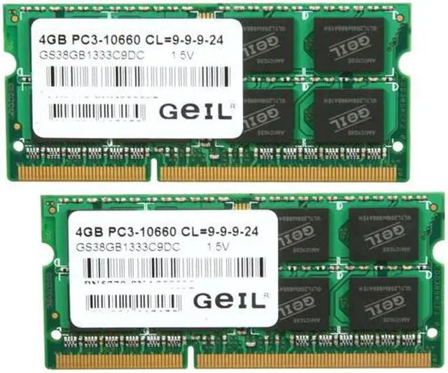 Main image of GeIL 8GB (2 x 4GB) 204-Pin DDR3 SO-DIMM DDR3 1333 (PC3 10666) Laptop Memory Model GS38GB1333C9DC