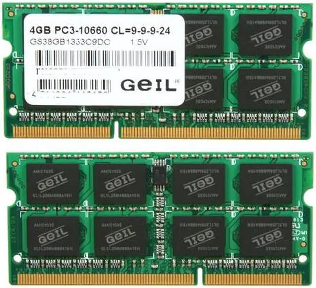 Alt view image 2 of 3 - GeIL 8GB (2 x 4GB) 204-Pin DDR3 SO-DIMM DDR3 1333 (PC3 10666) Laptop Memory Model GS38GB1333C9DC