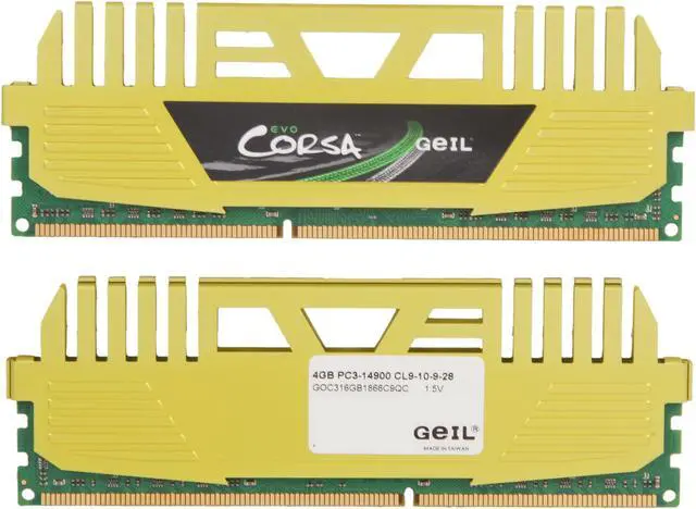 Alt view image 2 of 3 - GeIL EVO CORSA Series 16GB (4 x 4GB) DDR3 1866 (PC3 14900) Desktop Memory Model GOC316GB1866C9QC
