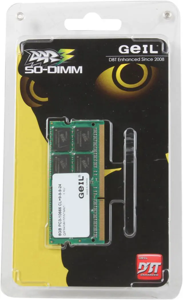 Alt view image 3 of 3 - GeIL 8GB 204-Pin DDR3 SO-DIMM DDR3 1333 (PC3 10660) Laptop Memory Model GS38GB1333C9SC