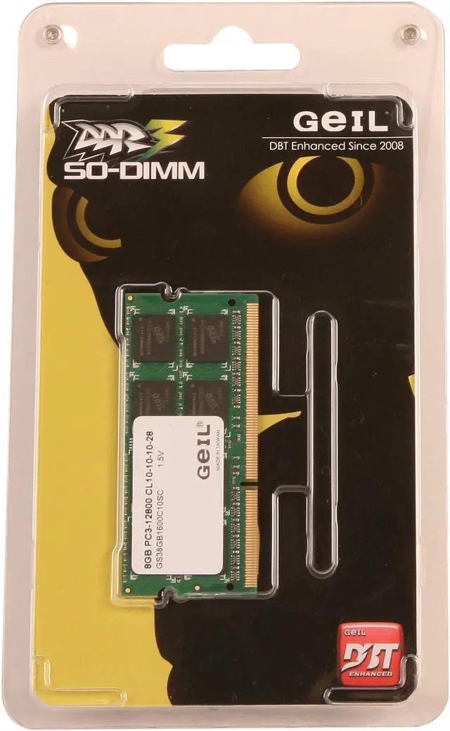 Alt view image 3 of 3 - GeIL 8GB 204-Pin DDR3 SO-DIMM DDR3 1600 (PC3 12800) Laptop Memory Model GS38GB1600C10SC
