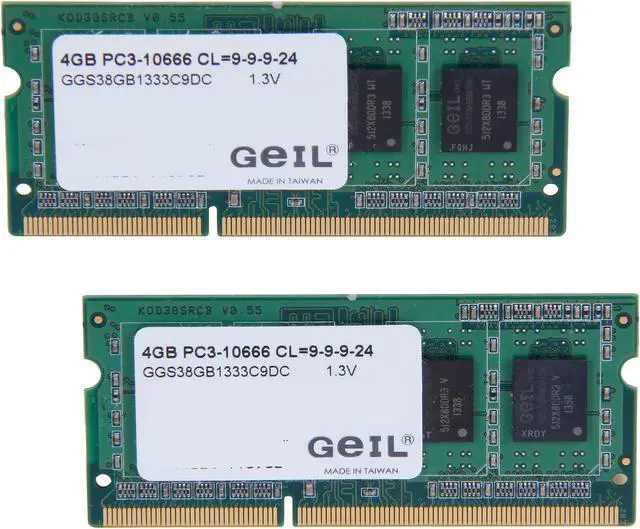 Main image of GeIL Green Series 8GB (2 x 4GB) 204-Pin DDR3 SO-DIMM DDR3L 1600 (PC3L 12800) Laptop Memory Model GGS38GB1333C9DC