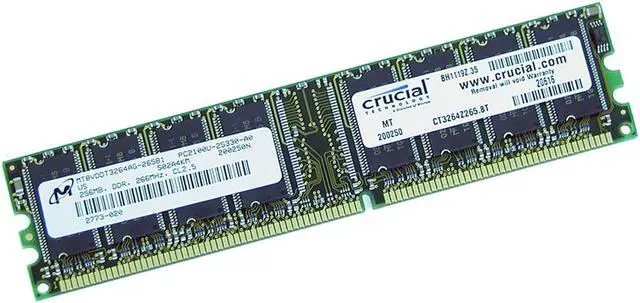 Main image of Crucial 256MB DDR 266 (PC 2100) System Memory Model CT3264Z265 8T - OEM