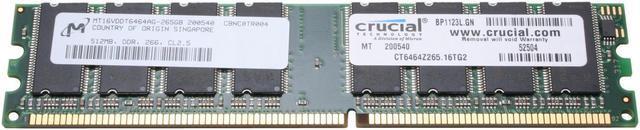 Main image of Crucial 512MB DDR 266 (PC 2100) Desktop Memory Model CT6464Z265 - OEM
