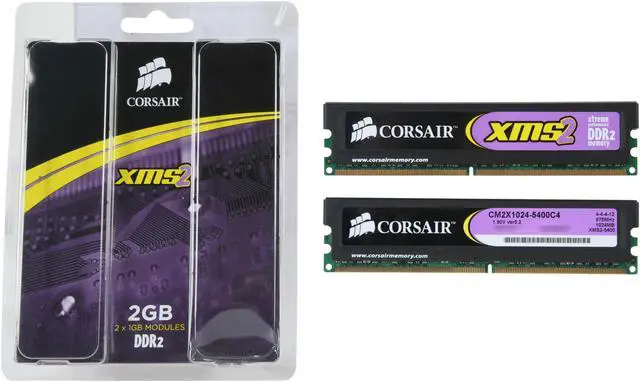 Alt view image 3 of 3 - CORSAIR XMS2 2GB (2 x 1GB) DDR2 675 (PC2 5400) Dual Channel Kit Desktop Memory Model TWIN2X2048-5400c4