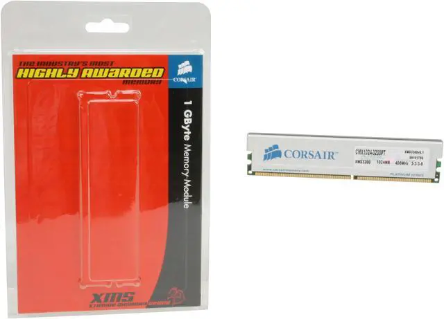 Alt view image 3 of 3 - CORSAIR XMS 1GB DDR 400 (PC 3200) Desktop Memory Model CMX1024-3200PT