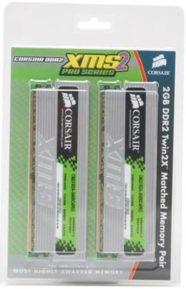 Alt view image 3 of 3 - CORSAIR XMS2 2GB (2 x 1GB) DDR2 800 (PC2 6400) Dual Channel Kit Desktop Memory Model TWIN2X2048-6400C4PRO