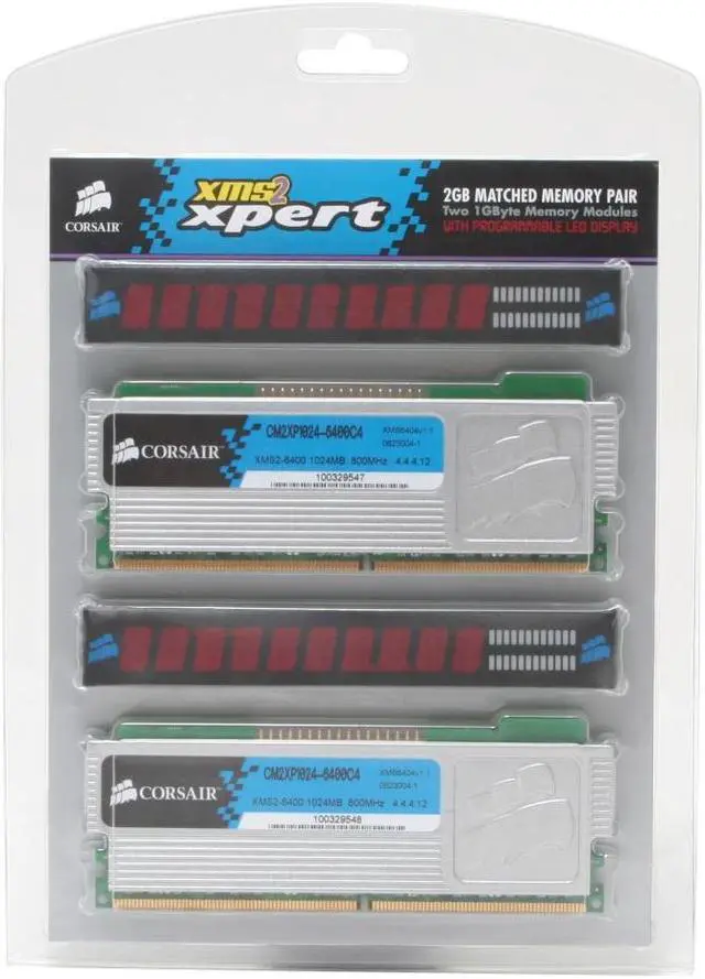 Alt view image 6 of 6 - CORSAIR XMS2 2GB (2 x 1GB) DDR2 800 (PC2 6400) Dual Channel Kit Desktop Memory Model TWIN2XP2048-6400C4