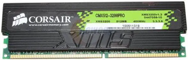Main image of CORSAIR XMS 512MB DDR 400 (PC 3200) Desktop Memory Model CMX512-3200PRO