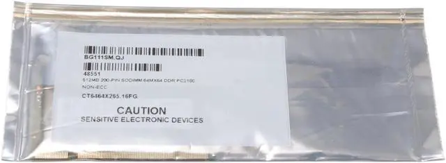 Alt view image 2 of 2 - Crucial 512MB 200-Pin DDR SO-DIMM DDR 266 (PC 2100) Laptop Memory Model CT6464X265 - OEM