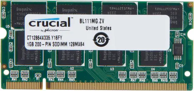 Main image of Crucial 1GB 200-Pin DDR SO-DIMM DDR 333 (PC 2700) Laptop Memory Model CT12864X335