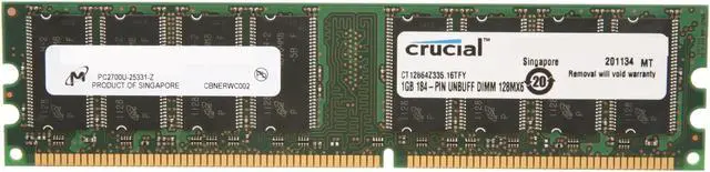 Main image of Crucial 1GB DDR 333 (PC 2700) Desktop Memory Model CT12864Z335 - OEM