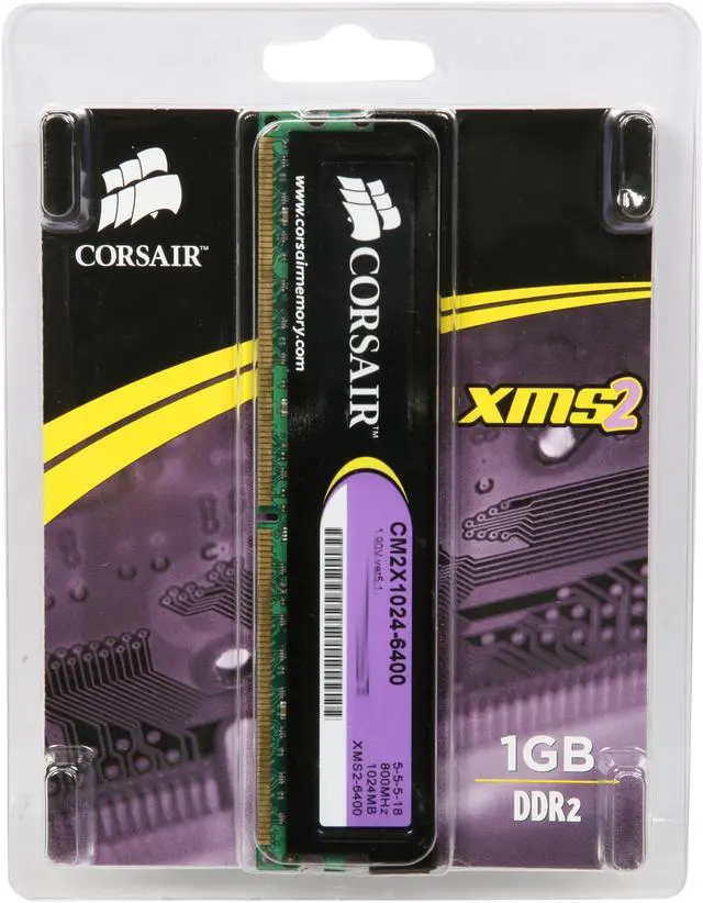 Alt view image 3 of 3 - CORSAIR XMS2 1GB DDR2 800 (PC2 6400) Desktop Memory Model CM2X1024-6400