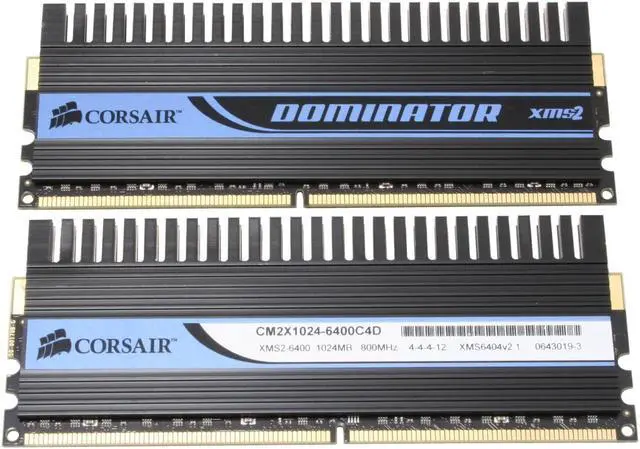 Alt view image 2 of 4 - CORSAIR XMS2 DOMINATOR 2GB (2 x 1GB) DDR2 800 (PC2 6400) Dual Channel Kit Desktop Memory Model TWIN2X2048-6400C4D