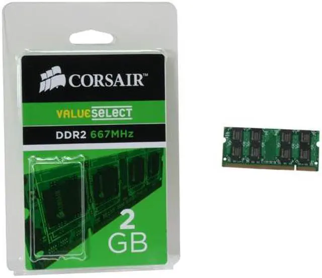 Alt view image 3 of 3 - CORSAIR 2GB 200-Pin DDR2 SO-DIMM DDR2 667 (PC2 5300) Laptop Memory Model VS2GSDS667D2