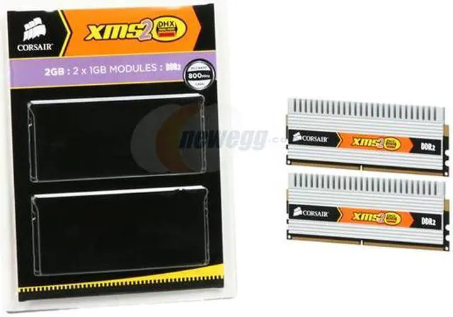 Alt view image 3 of 3 - CORSAIR XMS2 2GB (2 x 1GB) DDR2 800 (PC2 6400) Dual Channel Kit Desktop Memory Model TWIN2X2048-6400C4DHX