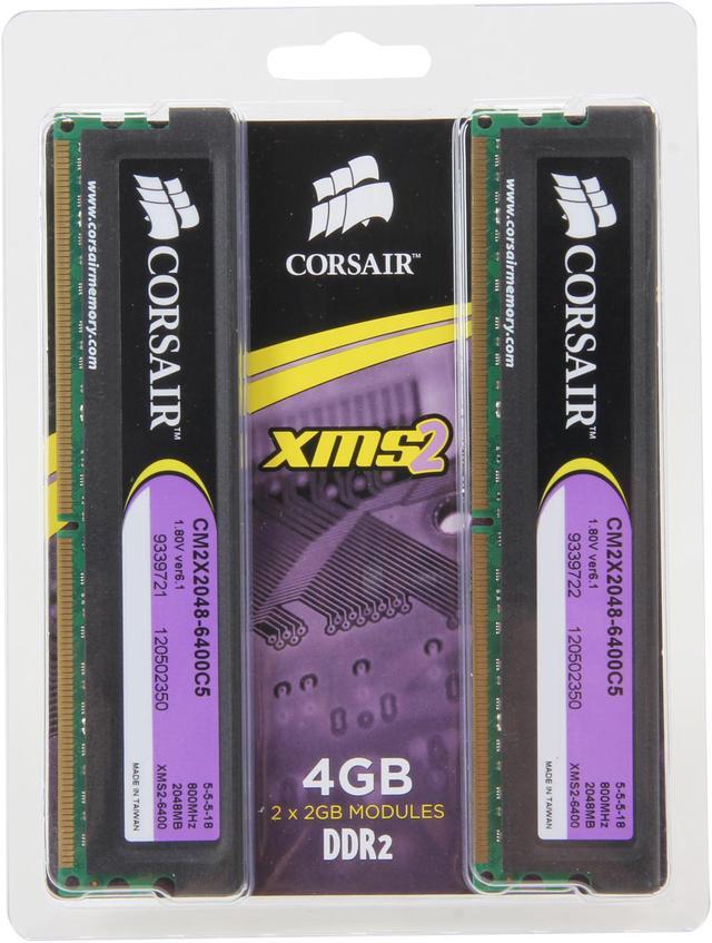 Alt view image 3 of 3 - CORSAIR XMS2 4GB (2 x 2GB) DDR2 800 (PC2 6400) Dual Channel Kit Desktop Memory Model TWIN2X4096-6400C5