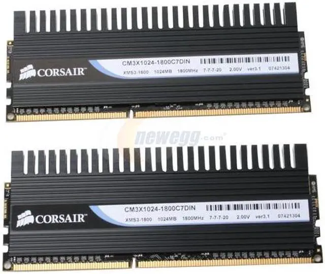 Alt view image 4 of 10 - CORSAIR 2GB (2 x 1GB) DDR3 1800 (PC3 14400) Dual Channel Kit Desktop Memory Model TWIN3X20481800C7DFIN