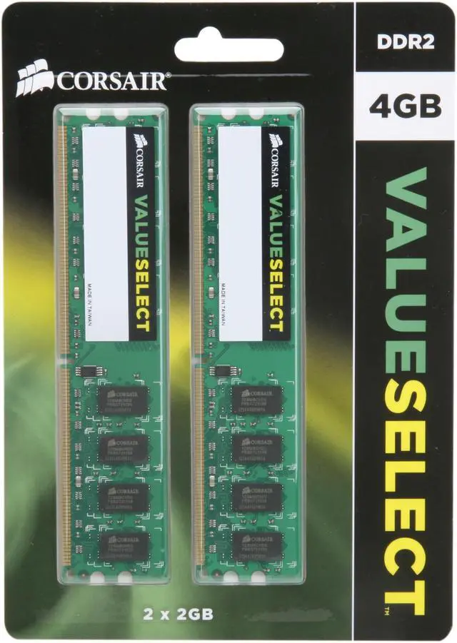 Alt view image 3 of 3 - CORSAIR 4GB (2 x 2GB) DDR2 667 (PC2 5300) Dual Channel Kit Desktop Memory Model VS4GBKIT667D2 G