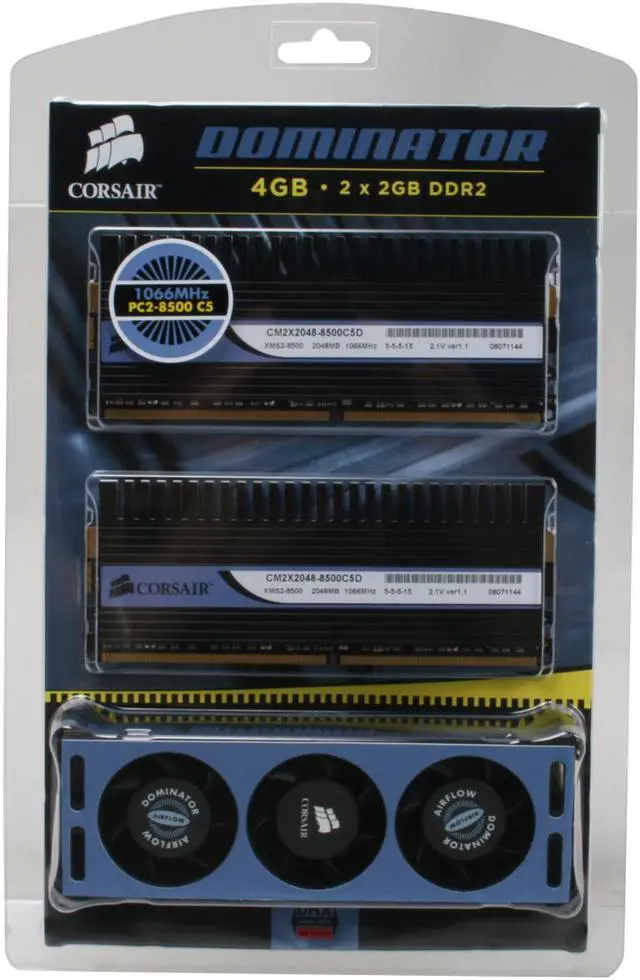 Alt view image 8 of 8 - CORSAIR DOMINATOR 4GB (2 x 2GB) DDR2 1066 (PC2 8500) Dual Channel Kit Desktop Memory Model TWIN2X4096-8500C5DF