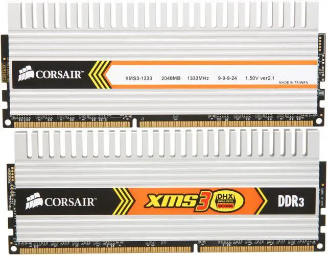 Alt view image 2 of 3 - CORSAIR XMS3 DHX 4GB (2 x 2GB) DDR3 1333 (PC3 10666) Dual Channel Kit Desktop Memory Model TW3X4G1333C9DHX