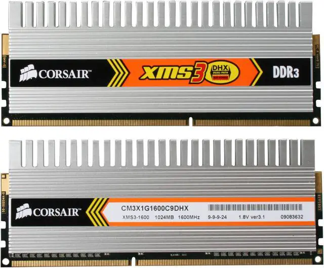 Alt view image 2 of 3 - CORSAIR XMS3 DHX 2GB (2 x 1GB) DDR3 1600 (PC3 12800) Dual Channel Kit Desktop Memory Model TW3X2G1600C9DHX