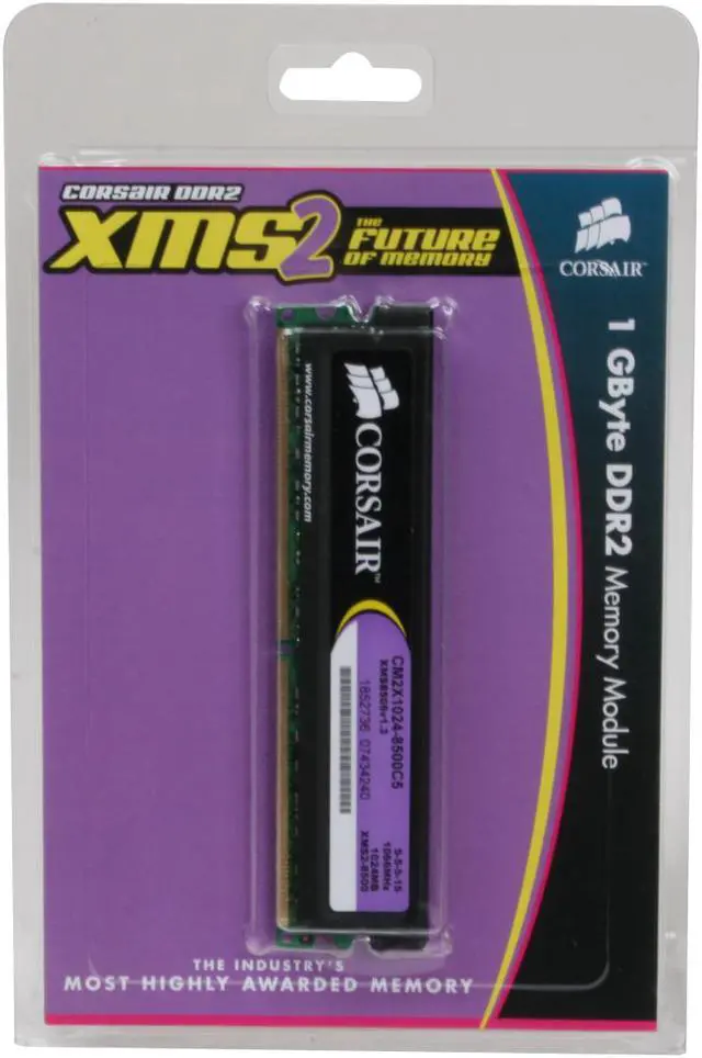 Alt view image 4 of 4 - CORSAIR XMS2 1GB DDR2 1066 (PC2 8500) Desktop Memory Model CM2X1024-8500C5