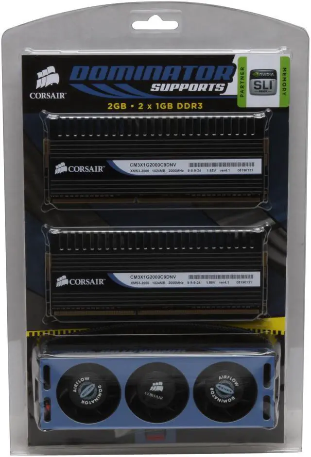 Alt view image 7 of 7 - CORSAIR DOMINATOR 2GB (2 x 1GB) DDR3 2000 (PC3 16000) Dual Channel Kit Desktop Memory Model TW3X2G2000C9DFNV