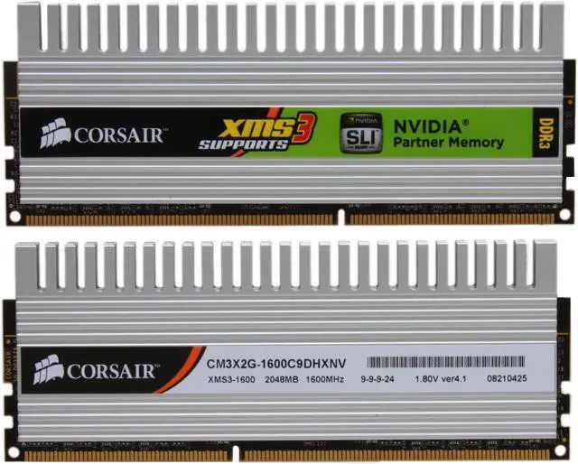 Alt view image 2 of 3 - CORSAIR XMS3 DHX 4GB (2 x 2GB) DDR3 1600 (PC3 12800) Dual Channel Kit Desktop Memory Model TW3X4G1600C9DHXNV