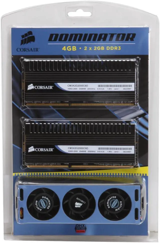 Alt view image 6 of 6 - CORSAIR DOMINATOR 4GB (2 x 2GB) DDR3 2000 (PC3 16000) Dual Channel Kit Desktop Memory Model TW3X4G2000C9DF