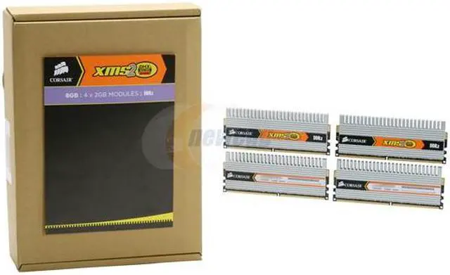 Alt view image 3 of 3 - CORSAIR XMS2 DHX 8GB (4 x 2GB) DDR2 800 (PC2 6400) Quad Kit Desktop Memory Model Q2X8G6400C4DHX