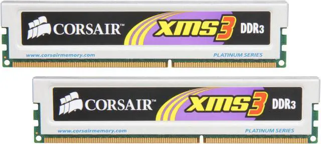 Main image of CORSAIR XMS3 4GB (2 x 2GB) DDR3 1333 (PC3 10666) Dual Channel Desktop Memory Kit Model TW3X4G1333C9