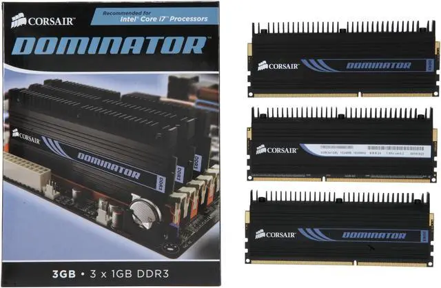 Alt view image 3 of 3 - CORSAIR DOMINATOR 3GB (3 x 1GB) DDR3 1600 (PC3 12800) Triple Channel Kit Desktop Memory Model TR3X3G1600C8D