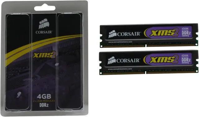Alt view image 3 of 3 - CORSAIR XMS2 4GB (2 x 2GB) DDR2 1066 (PC2 8500) Dual Channel Kit Desktop Memory Model TWIN2X4096-8500C7
