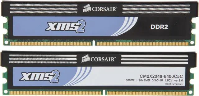 Alt view image 2 of 3 - CORSAIR XMS2 4GB (2 x 2GB) DDR2 800 (PC2 6400) Desktop Memory Model TWIN2X4096-6400C5C