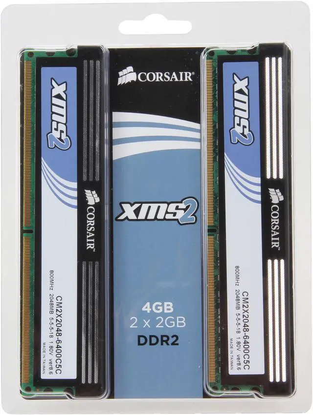Alt view image 3 of 3 - CORSAIR XMS2 4GB (2 x 2GB) DDR2 800 (PC2 6400) Desktop Memory Model TWIN2X4096-6400C5C