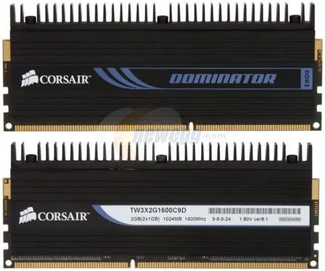 Alt view image 2 of 3 - CORSAIR DOMINATOR 2GB (2 x 1GB) DDR3 1600 (PC3 12800) Desktop Memory Model TW3X2G1600C9D G