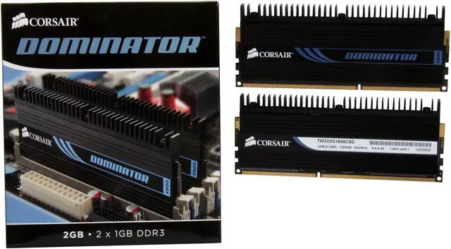 Alt view image 3 of 3 - CORSAIR DOMINATOR 2GB (2 x 1GB) DDR3 1600 (PC3 12800) Desktop Memory Model TW3X2G1600C9D G