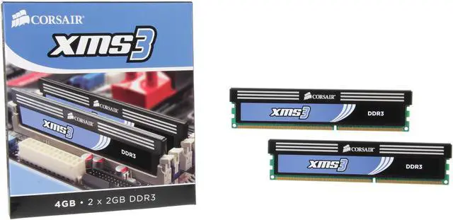 Alt view image 3 of 3 - CORSAIR XMS3 4GB (2 x 2GB) DDR3 1333 (PC3 10666) Desktop Memory Model TW3X4G1333C9A G