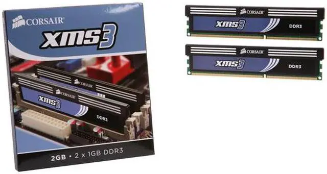 Alt view image 3 of 3 - CORSAIR XMS3 2GB (2 x 1GB) DDR3 1333 (PC3 10666) Desktop Memory Model TW3X2G1333C9A G