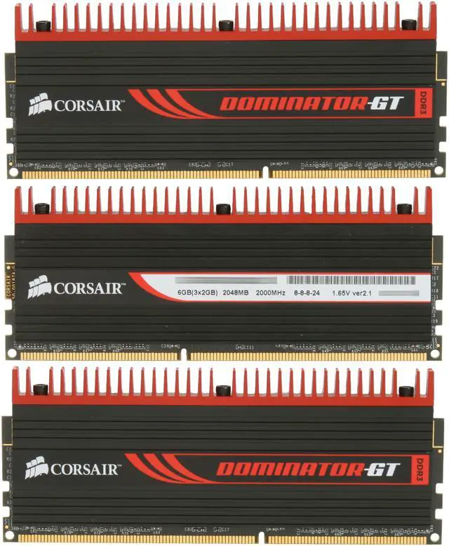 Alt view image 2 of 5 - CORSAIR DOMINATOR GT 6GB (3 x 2GB) DDR3 2000 (PC3 16000) Desktop Memory Model CMG6GX3M3A2000C8