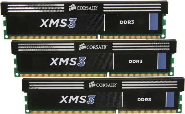 Main image of CORSAIR XMS3 6GB (3 x 2GB) DDR3 1600 (PC3 12800) Desktop Memory Model CMX6GX3M3A1600C9