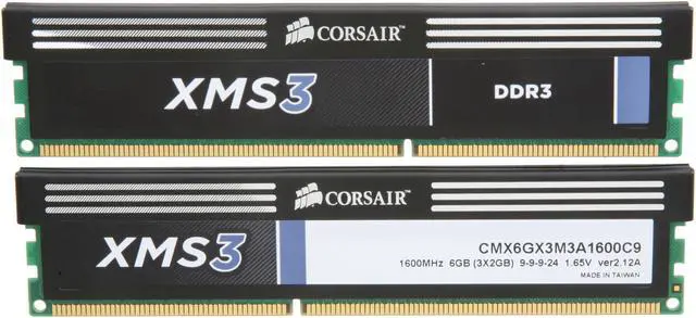 Alt view image 2 of 3 - CORSAIR XMS3 6GB (3 x 2GB) DDR3 1600 (PC3 12800) Desktop Memory Model CMX6GX3M3A1600C9