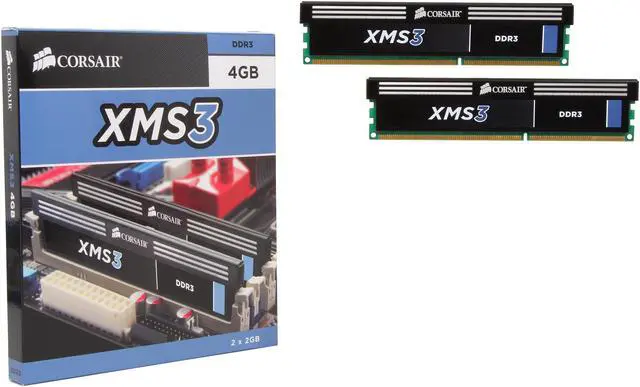 Alt view image 3 of 3 - CORSAIR XMS3 4GB (2 x 2GB) DDR3 1600 (PC3 12800) Desktop Memory Model CMX4GX3M2A1600C9