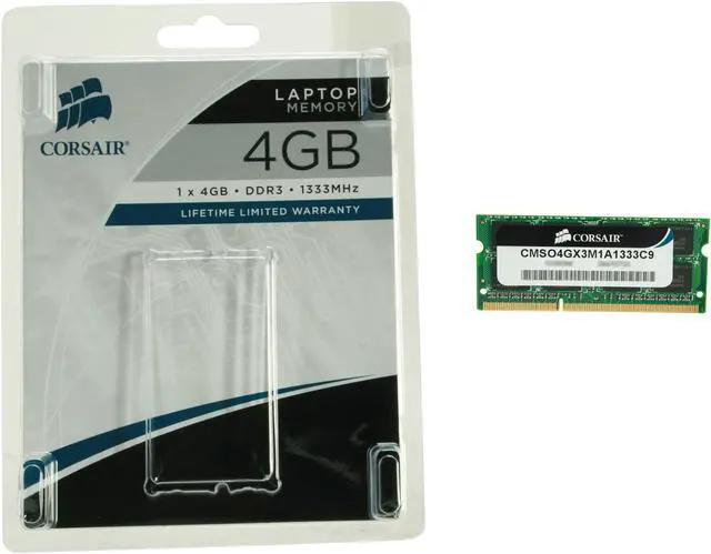 Alt view image 3 of 3 - CORSAIR ValueSelect 4GB 204-Pin DDR3 SO-DIMM DDR3 1333 (PC3 10600) Laptop Memory Model CMSO4GX3M1A1333C9
