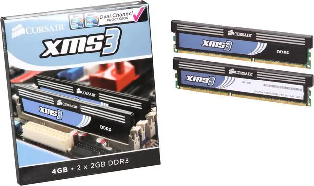 Alt view image 3 of 3 - CORSAIR XMS3 4GB (2 x 2GB) DDR3 1600 (PC3 12800) Desktop Memory Model CMX4GX3M2A1600C7